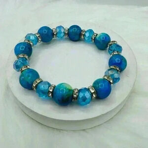 Blue Earth Beaded Bracelet
